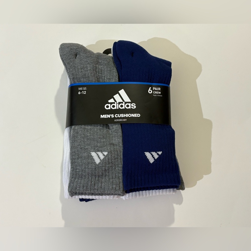 Adidas Men's Cushioned Athletic Crew Socks 
6-Pack